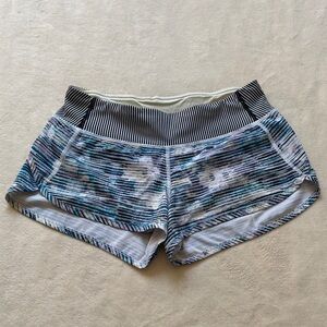 Lululemon Blue Patterned Athletic Shorts with Contrast Waistband